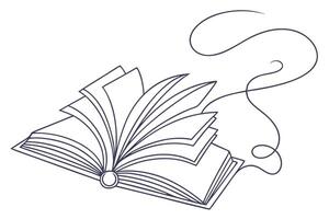 Outline of an open book with minimalist design, ideal for celebrating World Book Day vector