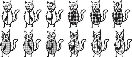 A set of cats in different outfits vector