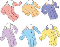 Six different colored shirts with collars vector
