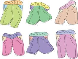 A set of colorful shorts with different colors vector