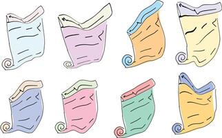 A set of different colored towels and towels vector