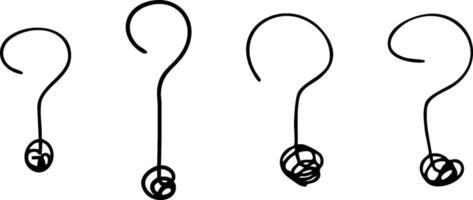 Four question marks with a line drawn around them vector