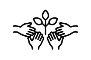 Earth Day collaboration with diverse hands supporting plant growth, unity for a sustainable environment, and green initiatives vector
