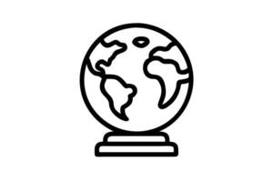 A Simple Line Drawing of a Earth Day Globe on a Stand Representing the World vector