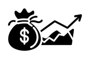 Dollar bag and coins with arrows pointing up to show the concept of Cash Flow and profit increase vector