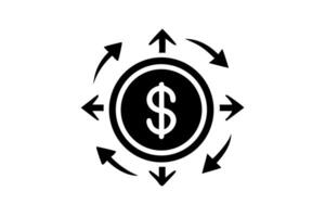 dollar currency flowing in and out with arrows, representing the concept of cash flow in finance, investment, and savings vector