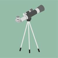 A telescope on a tripod with a green background vector
