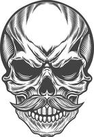 Skull with mustache and moustache illustration vector