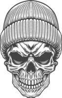 Skull in a knitted cap vector