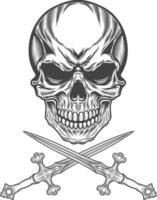 Skull with crossed swords illustration vector
