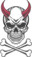 A skull with horns and crossbones vector
