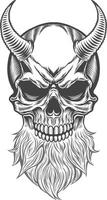 A skull with horns and a beard vector
