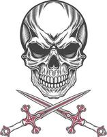Skull with swords vector