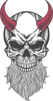Skull with horns and beard illustration vector