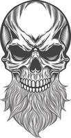 Skull with beard and beard illustration vector