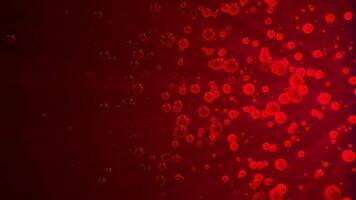 Red 3d balls animation with light rays at the right on a dark background, horizontal composition. Standard speed. Animation footage for graphic design. video