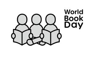 World Book Day illustration of three children reading books with joy, sitting on the floor in a cozy setting vector