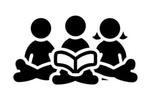 Kids enjoying reading together on World Book Day, sitting side by side with their books and a smile vector
