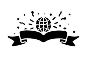 Creative World Book Day banner featuring an open book with a globe and geometric shapes, celebrating the joy of reading worldwide vector