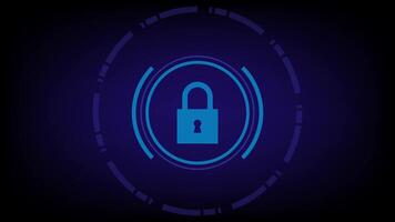 Technology Concept digital lock Cyber security with futuristic interface and glowing blue circles video