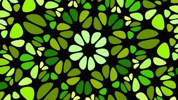 Geometrical green radial flower mosaic pattern background design - seamless loop animation video