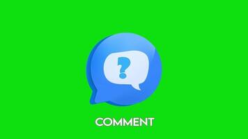 Animated Comment Icon of Social Media Notification Animation Message, Chat, Feedback, Bubble Icon Motion Graphic on green screen background video