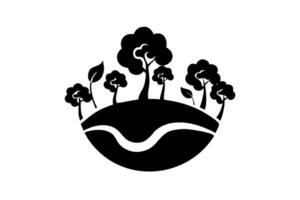 Earth Day art featuring Earth with trees on a green hill, emphasizing the beauty of nature and planet protection vector