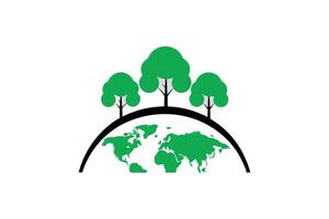 Earth Day stylized image of a globe with growing trees, symbolizing environmental action and green future vector
