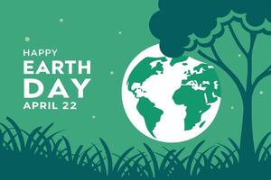 Creative Earth Day April 22 design with a green globe, tree, and grass, symbolizing a sustainable future and the planets protection vector