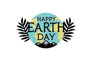 Earth Day celebration graphic with a friendly globe, surrounded by organic elements such as leaves, mountains, and stars, evoking eco consciousness vector