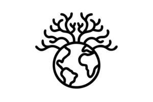 Global Environmental Crisis Depicted With Withered Tree Roots Encircling Earth Day the Planet Earth Showing Climate Change and Ecosystem Damage vector