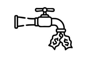 Cash Flow Illustration A faucet with bills flowing out, representing the idea of financial freedom, business growth, and money management vector