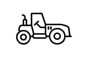 A modern tractor in a lush green field, reflecting sustainable farming with a clear sky in the background and large, well maintained machinery at work vector