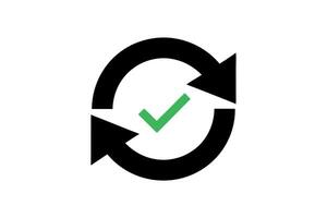 Cash flow visualized in a modern logo with bold arrows and checkmark symbolizing continuous success and efficiency vector