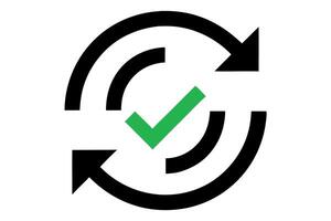 Abstract logo illustrating cash flow with a sleek design of interconnected arrows and checkmark representing financial success vector
