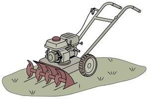 traditional plow with a horse drawing it through a freshly plowed field, highlighting classic agricultural practices in a rural environment vector