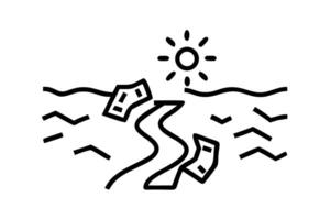 Sunny Day River Scene with Cash Flow Floating Debris Pollution Environmental Problem vector