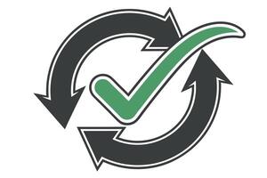 Financial growth and cash flow represented in a dynamic logo design with arrows and a checkmark for success vector