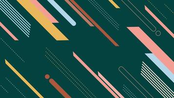 Modern abstract background featuring colorful diagonal lines and shapes over a dark green design ideal for creative projects vector
