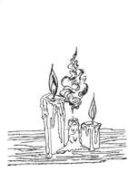 Black and white sketch of three melting candles with flames and smoke ideal for art design mood themes decor and creative inspiration vector