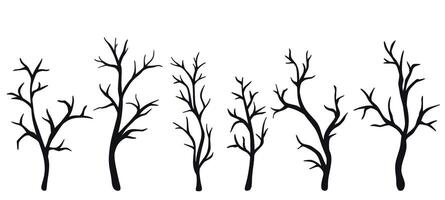Silhouette of bare leafless trees set vector