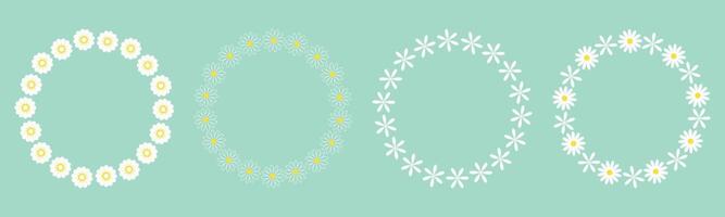 White delicate floral frame set vector