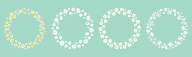 White tiny wildflowers frame set vector