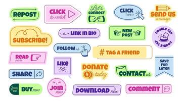 Call to action set. Modern buttons on white background for website and ui design. Collection flat buttons icons. vector