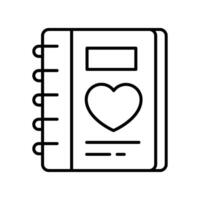 Love Diary outline icon. EPS 10 file vector