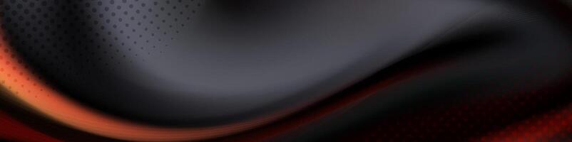 Abstract dark background with a flowing orange wave. vector