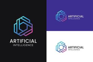 Futuristic Artificial Intelligence Logo with Linear and Modern Design for Social Media App Concept Branding vector