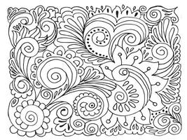 abstract floral pattern hand drawn sketch on white background vector
