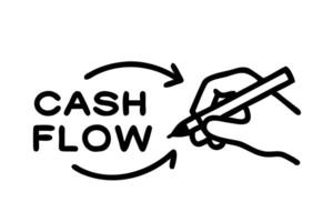 Hand drawing Cash Flow with arrows indicating a dynamic flow of money in a circular pattern for business, investment, and financial growth concepts vector