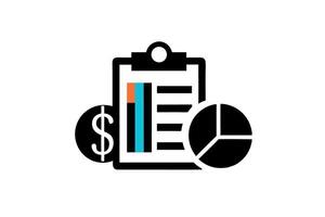 Cash Flow concept depicted with colorful pie charts, bar graphs, and a magnifying glass to emphasize financial insights vector
